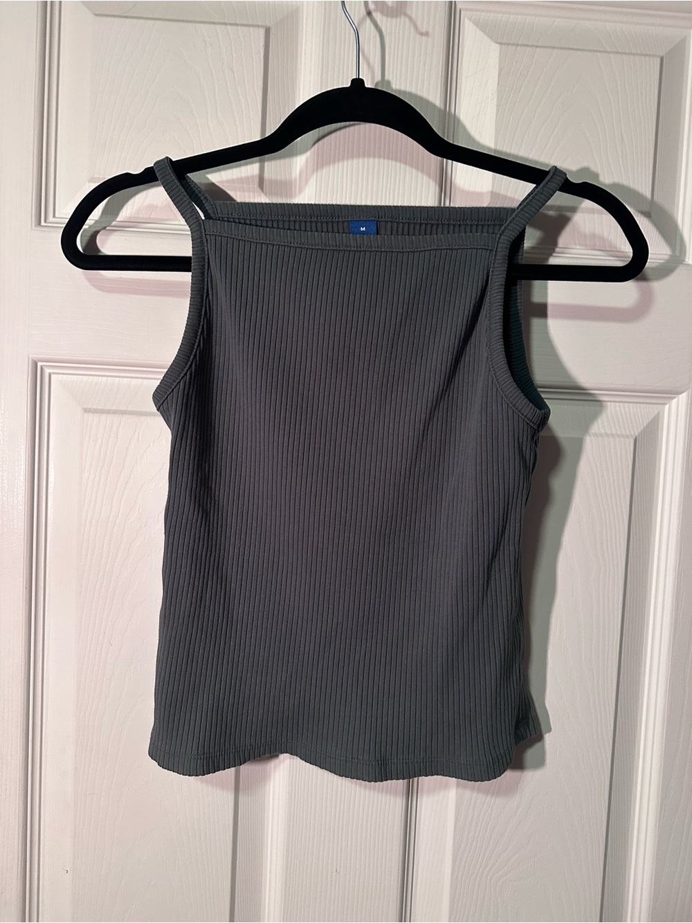 Old Navy Ribbed Square-Neck Tank Top - Charcoal Gray